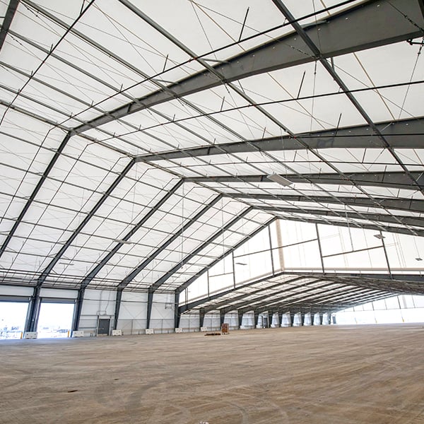 steel framed fabric aviation hangar