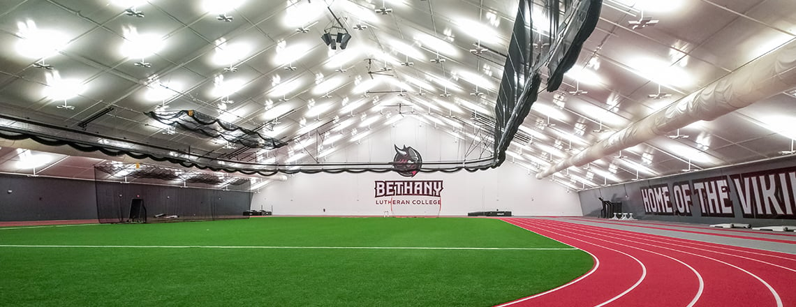 tension fabric fieldhouse with turf
