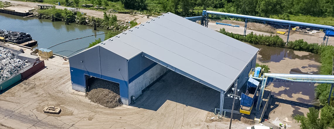 tension fabric building for metal recycling