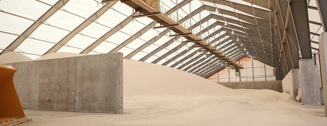 tension fabric building for frac sand storage