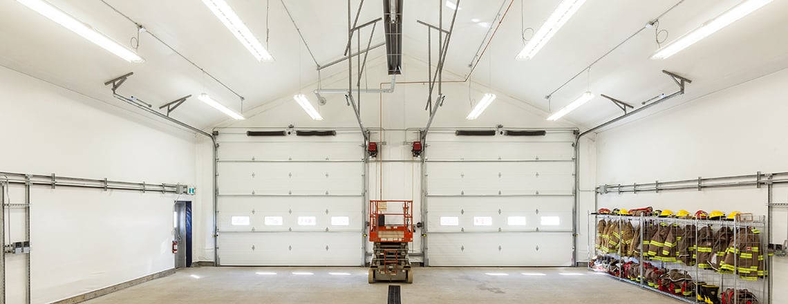 insulated fabric building with two overhead doors