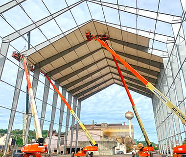 construction of a fabric building with high sidewalls