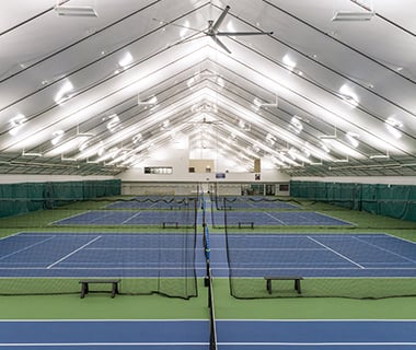 tension fabric tennis facility with interior liner